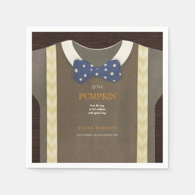 Baby Dusche Herbst blauer Bodysuit Serviette (Vorderseite)