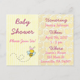 Baby Dusche in Gelb und Rosa Hummel Einladung