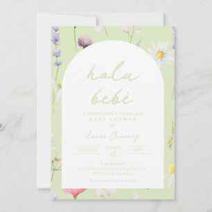 Baby Dusche Invitación Flores Verde Einladung