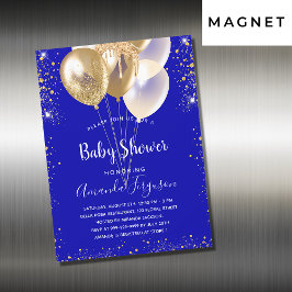 Baby Dusche königsblaue Goldballons Luxus Magneteinladung