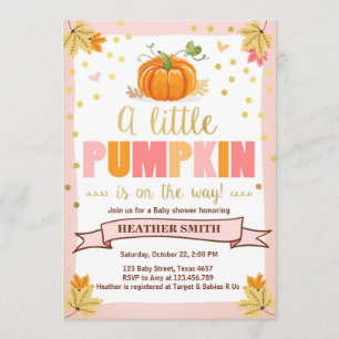 Baby Dusche laden Kleine Pumpkin Pink Girl Fall ei Einladung