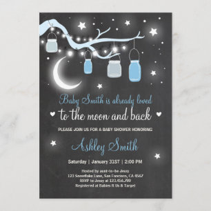 Baby Dusche Liebe Sie zum Mond und zurück Blue Boy Einladung