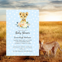 Baby Dusche Lion Cub Floral Blue