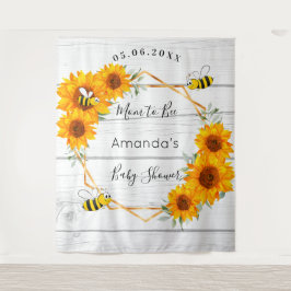 Baby Dusche Mama zu Bienenblumen rustikales Holz Wandteppich