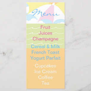 Baby Dusche Menü Beach Ball Menükarte