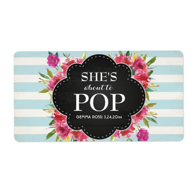 Baby Dusche Mini Champagne Label Boy Girl (Vorne)