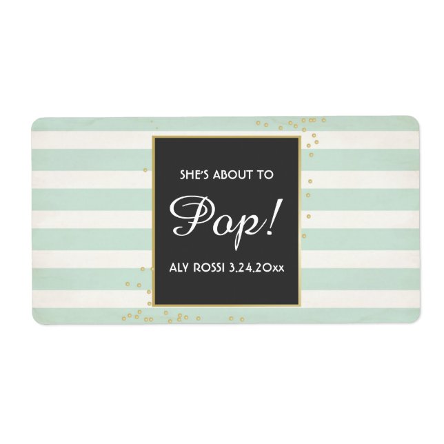 Baby Dusche Mini Champagne Label Boy Girl (Vorne)