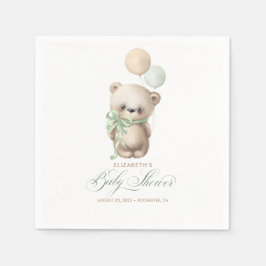 Baby-Dusche mit brauner Teddy-Bear Serviette