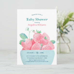Baby Dusche mit niedlichen Erdbeeren Einladung