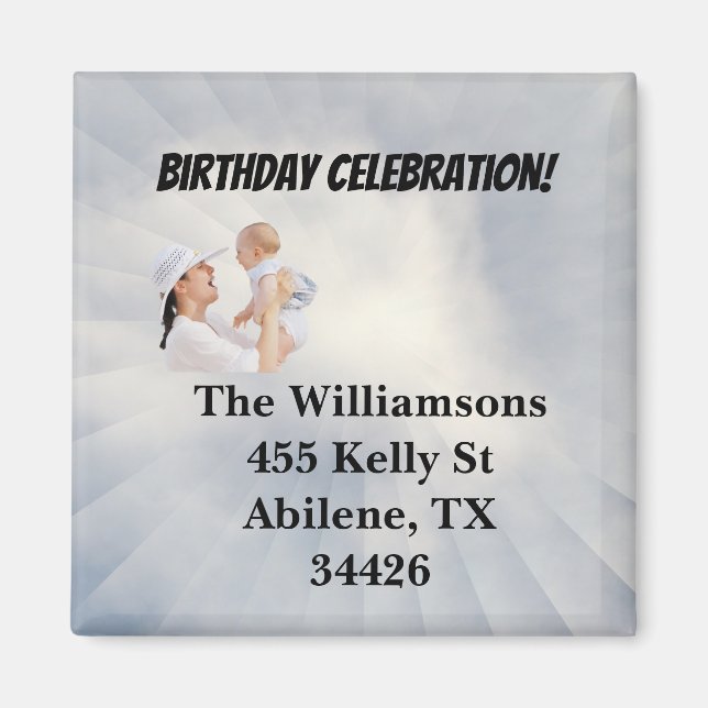 Baby Dusche mit Sky Blue Hintergrund einladen Magnet (Vorne)