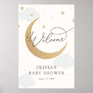 Baby Dusche Moon and Stars Begrüßungszeichen Poster