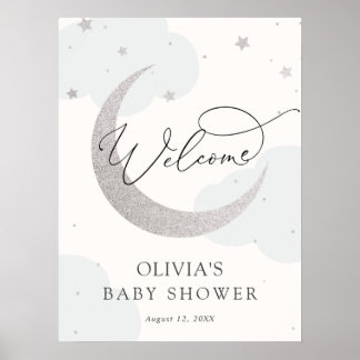 Baby Dusche Moon and Stars Begrüßungszeichen Poster