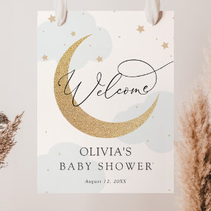 Baby Dusche Moon and Stars Begrüßungszeichen Poster