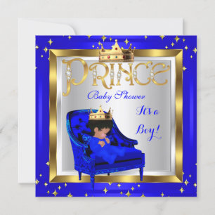 Baby Dusche Niedlich Boy Prince Royal Blue Chair A Einladung