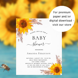 Baby Dusche Pampas Gras Sonnenblumen rot Wasser Bu Flyer