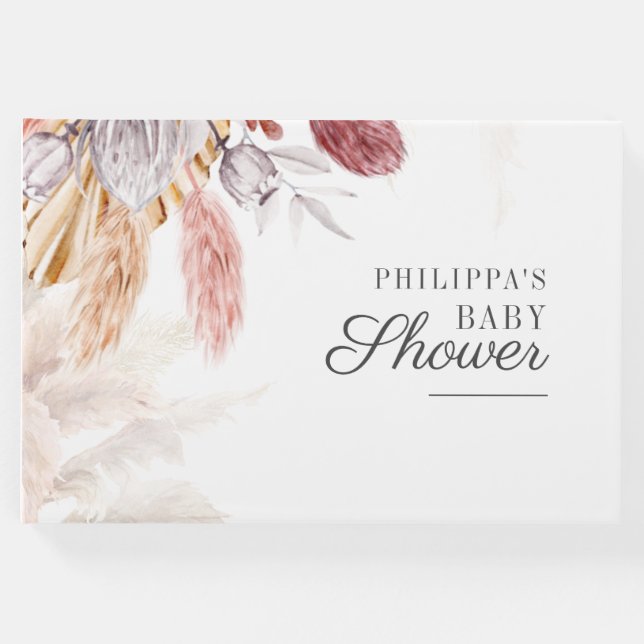 Baby Dusche Pampas Grass Tan Terracotta Gästebuch (Vorderseite)