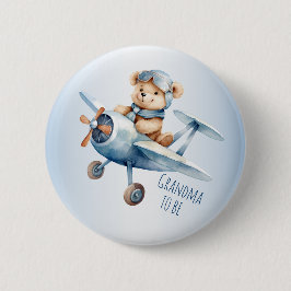 Baby Dusche Party Baby Bear Pilot Blue Airplane Button