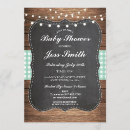 Baby Dusche Party Rustic Burlap Mint Wood Einladun Einladung