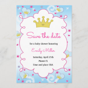 Baby-Dusche Prinzessin-Butterfly Save the Date