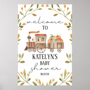 Baby Dusche Pumpkin Train Begrüßungszeichen Poster
