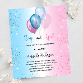Baby Dusche Rosa blaues Mädchen Unterkunft Einladu Flyer