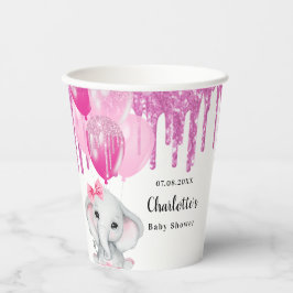 Baby Dusche rosa Elefantenballons Pappbecher