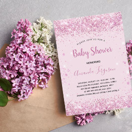 Baby Dusche Rosa Glitzer Mädchenskript Einladung