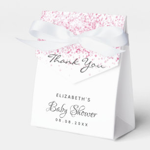 Baby Dusche Rosa Glitzer Staubmädchen danke Geschenkschachtel