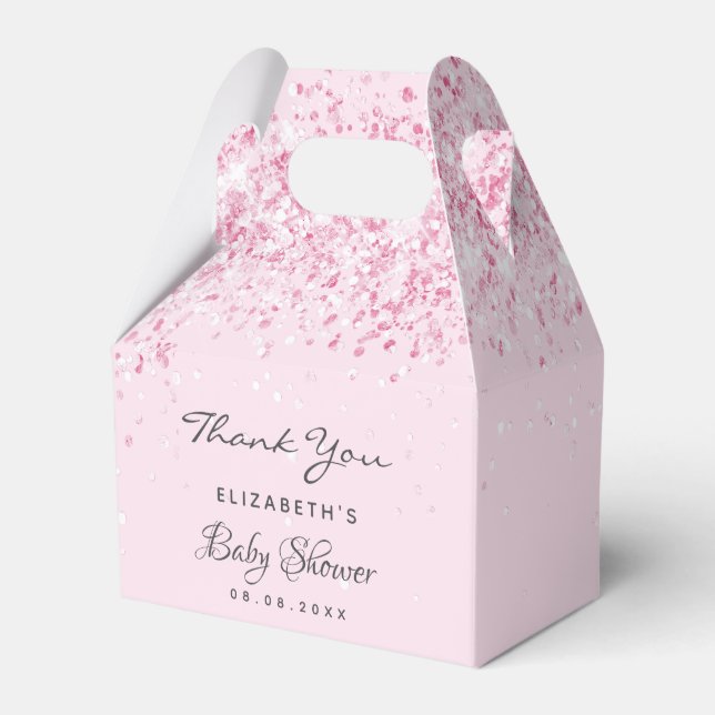 Baby Dusche Rosa Mädchen danke Geschenkschachtel (Vorderseite)