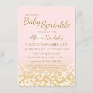 Baby Dusche Rosa und Gold Sparkle Einladung