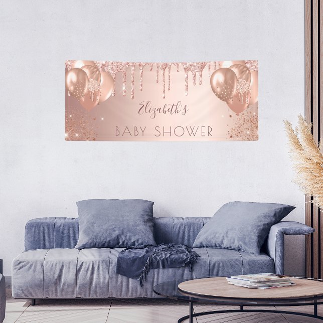 Baby Dusche Rose Gold Glitzer Ballons Banner (Von Creator hochgeladen)