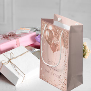 Baby Dusche Rose Gold Schwarze Glitzer Tropfen Bal Kleine Geschenktüte