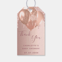 Baby Dusche Rose Goldblütenballons Vielen Dank Geschenkanhänger
