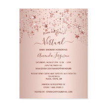 Baby Dusche Rose Goldtropfsterne virtuell