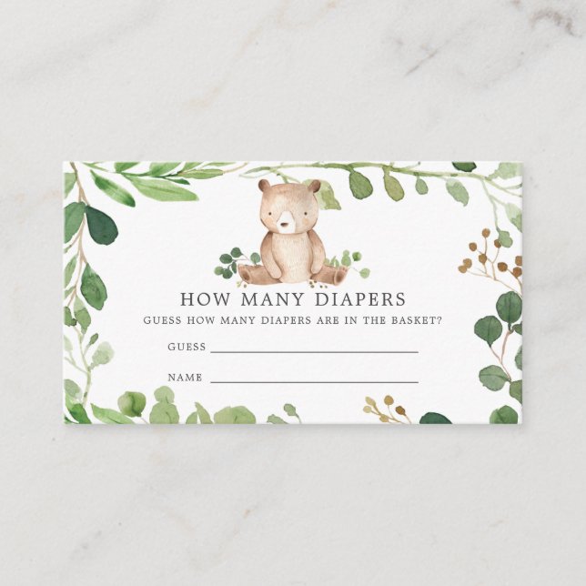 Baby-Dusche schätzen, wie viele Windeln Begleitkarte (Vorderseite)