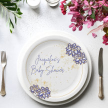 Baby Dusche Schneeschuhfahrer lila Themenpapier Te