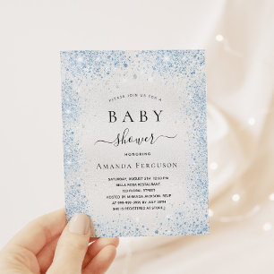Baby-Dusche Silblblau-Junge-Einladung Flyer