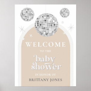 Baby Dusche Single Retro Disco Ball Begrüßungszeic Poster