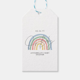 Baby Dusche Skript farbige Aquarellfarbe Regenboge Geschenkanhänger