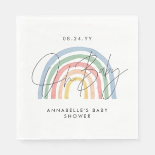 Baby Dusche Skript farbige Aquarellfarbe Regenboge Serviette