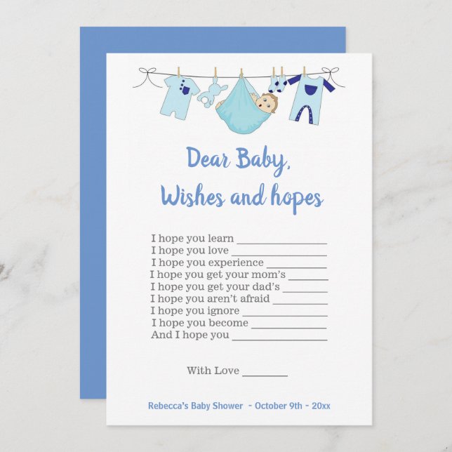 Baby Dusche Spiel Liebe Baby Wünsche und Hoffnunge Einladung (Vorne/Hinten)