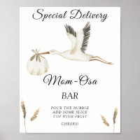 Baby-Dusche Storch - Momosa Bar Poster