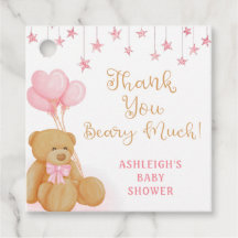 Baby Dusche Teddy Bear Pink Stars Danke