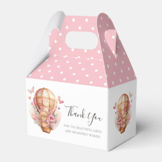 Baby Dusche Teddy Hot Air Ballon Soft Pink Gefalle Geschenkschachtel