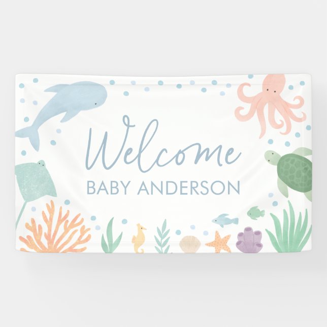 Baby-Dusche unter der Meerestierdusche Banner (Horizontal)