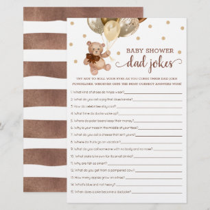 Baby Dusche Vater Jokes Game Teddy Bear Brown
