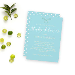 Baby Dusche Vintag Charm Aquamarin Blue Bow Einladung
