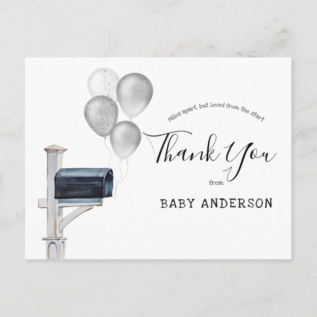 Baby Dusche von Mail Silver Balloons Danke Postkarte (Vorderseite)