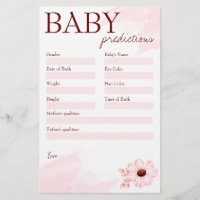 Baby Dusche Vorhersage Spiel pink für ein kleines 