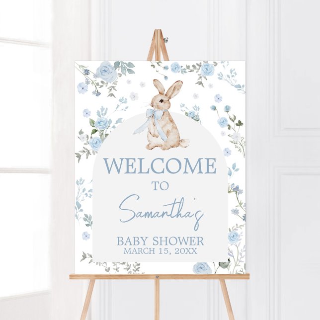 Baby Dusche willkommen Poster (Blue Some Bunny Baby Shower Welcome Sign)